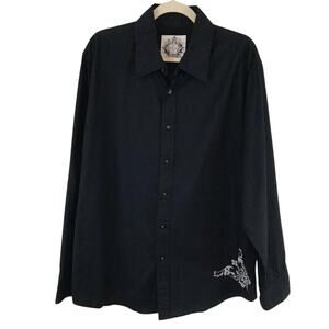 Level Ten Black Button Up Embossed Shirt Size XXL